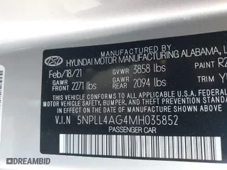 2021 Hyundai Elantra SE with VIN 5NPLL4AG4MH035852, listed as a IAAI auction lot 41264724 with 55,874 mi miles. Bid and sale history available at carsss.com. Image 9.