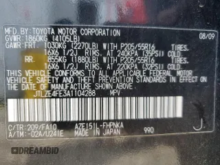 2010 Scion xB with VIN JTLZE4FE3A1104288, listed as a Copart auction lot 57320605 with 219,277 mi miles and Clean Title. Bid and sale history available at DreamBid. Image 13.