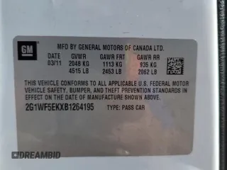 2011 Chevrolet Impala LS Fleet with VIN 2G1WF5EKXB1264195, listed as a Copart auction lot 48427655 with 229,249 mi miles and Salvage Title. Bid and sale history available at DreamBid. Image 14.