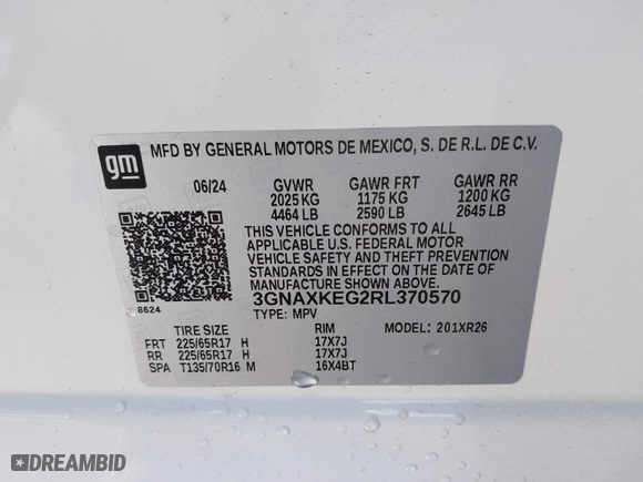 2024 Chevrolet Equinox LT with VIN 3GNAXKEG2RL370570, listed as a IAAI auction lot 41290387 with 2,523 mi miles. Bid and sale history available at carsss.com. Image 9.