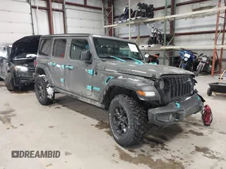 2021 Jeep Wrangler Unlimited Sport S with VIN 1C4HJXDN9MW819753, listed as a IAAI auction lot 41415569 with 43,263 mi miles. Bid and sale history available at carsss.com. Image 1.