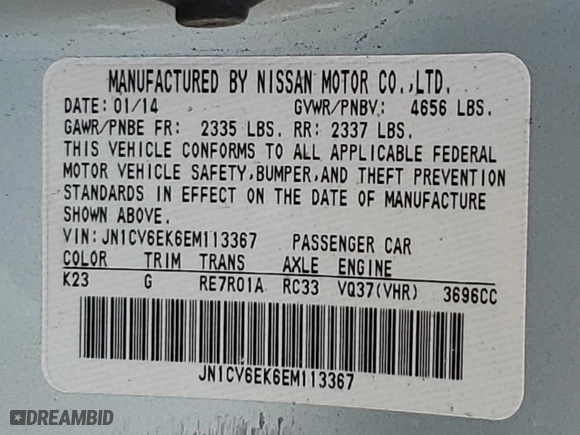 2014 Infiniti Q60 Coupe Journey with VIN JN1CV6EK6EM113367, listed as a Copart auction lot 75857904 with 0 mi miles and Salvage Title. Bid and sale history available at carsss.com. Image 13.
