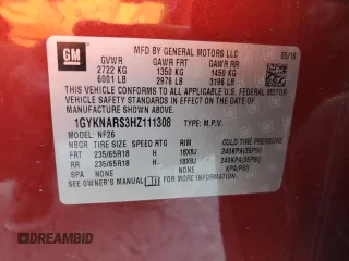 2017 Cadillac XT5 FWD z VIN 1GYKNARS3HZ111308, wystawiony jako Copart lot #57780285 z przebiegiem 46 678 mil mil oraz Szkody całkowita. Historia ofert i sprzedaży dostępna na DreamBid. Obrazek 14.
