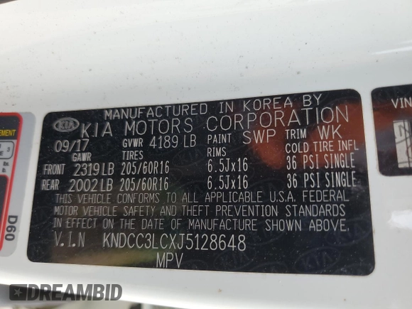 2018 Kia Niro EX with VIN KNDCC3LCXJ5128648, listed as a Copart auction lot 57678254 with 100,147 mi miles and Salvage Title. Bid and sale history available at carsss.com. Image 14.