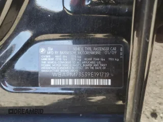 2009 BMW 3 Series 335i с VIN WBAPM73539E191719, выставлен на аукционе Copart как лот 47245235 с пробегом 123 637 миль миль и Списание • Salvage title. История ставок и продаж доступна на DreamBid. Изображение 12.