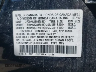 2012 Acura MDX Tech Pkg with VIN 2HNYD2H39CH525781, listed as a IAAI auction lot 42076717 with 179,563 mi miles. Bid and sale history available at carsss.com. Image 9.