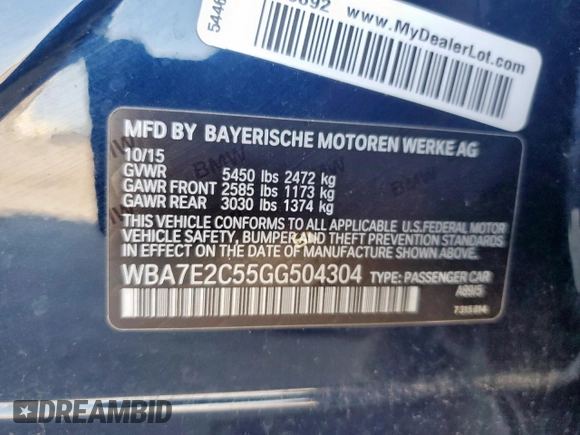 2016 BMW 7 Series 740i с VIN WBA7E2C55GG504304, выставлен на аукционе Copart как лот 59251345 с пробегом 115 942 миль миль и Чистый • Clean title. История ставок и продаж доступна на DreamBid. Изображение 12.