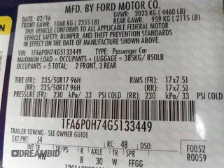 2016 Ford Fusion SE with VIN 1FA6P0H74G5133449, listed as a IAAI auction lot 42344586 with 144,449 mi miles and . Bid and sale history available at DreamBid. Image 9.