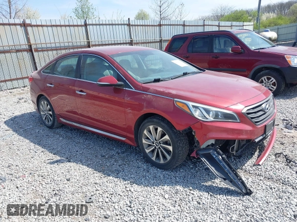 2016 Hyundai Sonata Sport with VIN 5NPE34AF1GH435470, listed as a IAAI auction lot 42004324 with 104,295 mi miles and . Bid and sale history available at DreamBid. Image 1.
