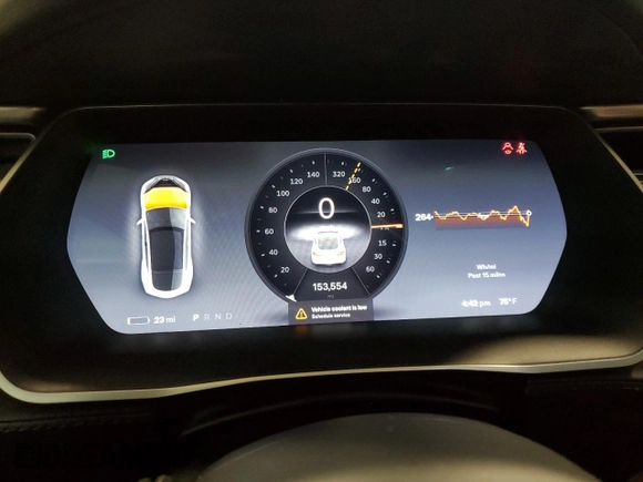 2014 Tesla Model S 60 with VIN 5YJSA1H15EFP51239, listed as a Copart auction lot 59214485 with 153,554 mi miles and Salvage title. Bid and sale history available at DreamBid. Image 9.