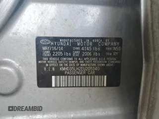 2014 Hyundai Elantra with VIN KMHD35LH2EU205340, listed as a Copart auction lot 56712775 with 143,960 mi miles and Salvage title. Bid and sale history available at DreamBid. Image 12.