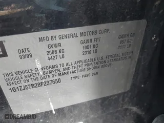 2008 Chevrolet Malibu LT w/2LT with VIN 1G1ZJ57B28F237650, listed as a IAAI auction lot 41606585 with 168,817 mi miles. Bid and sale history available at carsss.com. Image 9.