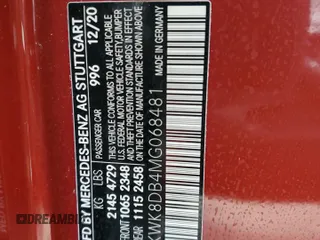 2021 Mercedes-Benz C 300 with VIN W1KWK8DB4MG068481, listed as a Copart auction lot 74023024 with Not Provided miles and Salvage Title. Bid and sale history available at DreamBid. Image 13.
