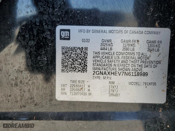 2022 Chevrolet Equinox LS with VIN 2GNAXHEV7N6118989, listed as a Copart auction lot 47923985 with 94,132 mi miles and Salvage Title. Bid and sale history available at carsss.com. Image 15.