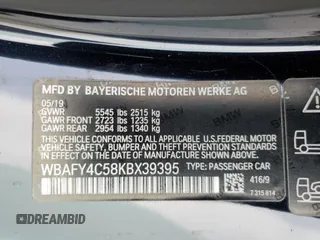 2019 BMW 8 Series M850i xDrive with VIN WBAFY4C58KBX39395, listed as a Copart auction lot 74088834 with 27,413 mi miles and Salvage title. Bid and sale history available at DreamBid. Image 14.