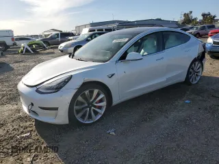 2019 Tesla Model 3 Long Range with VIN 5YJ3E1EB3KF514654, listed as a Copart auction lot 49484635 with 160,447 mi miles and Salvage Title. Bid and sale history available at carsss.com. Image 1.