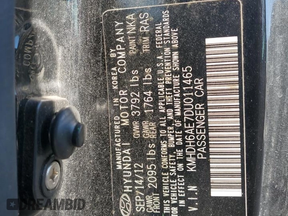 2013 Hyundai Elantra Coupe GS with VIN KMHDH6AE7DU011465, listed as a Copart auction lot 87724855 with 152,104 mi miles and Salvage Title. Bid and sale history available at carsss.com. Image 13.