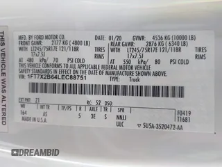 2020 Ford F-250 XL z VIN 1FT7X2B64LEC88751, wystawiony jako IAAI lot #42621080 z przebiegiem 131 199 mil mil oraz . Historia ofert i sprzedaży dostępna na DreamBid. Obrazek 9.