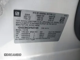 2015 Chevrolet Tahoe LT with VIN 1GNSCBKC0FR207485, listed as a IAAI auction lot 41494125 with Not Provided miles and . Bid and sale history available at DreamBid. Image 9.