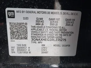 2024 Chevrolet Equinox LS with VIN 3GNAXHEG1RL235275, listed as a IAAI auction lot 41278566 with 48,546 mi miles. Bid and sale history available at carsss.com. Image 9.