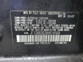 2008 Subaru Impreza i z VIN JF1GH61628H814568, wystawiony jako Copart lot #47878795 z przebiegiem 179 859 mil mil oraz Czysty tytuł • Clean title. Historia ofert i sprzedaży dostępna na DreamBid. Obrazek 13.