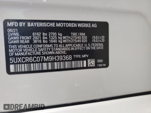 2021 BMW X5 xDrive40i z VIN 5UXCR6C07M9H39368, wystawiony jako Copart lot #57122975 z przebiegiem 66 360 mil mil oraz Szkoda całkowita • Salvage title. Historia ofert i sprzedaży dostępna na DreamBid. Obrazek 12.