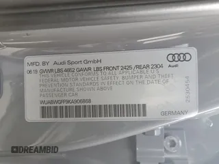 2019 Audi RS 3 z VIN WUABWGFF9KA906868, wystawiony jako Copart lot #49898414 z przebiegiem 42 348 mil mil oraz . Historia ofert i sprzedaży dostępna na DreamBid. Obrazek 12.