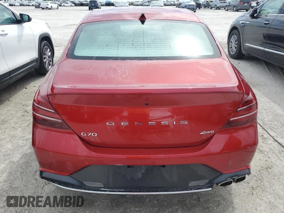 2023 Genesis G70 2.0T with VIN KMTG34TA5PU124741, listed as a Copart auction lot 75401224 with 0 mi miles and Non Repairable. Bid and sale history available at carsss.com. Image 6.