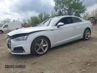 2019 Audi A5 Premium Plus z VIN WAUTNAF51KA017682, wystawiony jako Copart lot #54698465 z przebiegiem 49 200 mil mil oraz Szkoda całkowita • Salvage title. Historia ofert i sprzedaży dostępna na DreamBid. Obrazek 1.