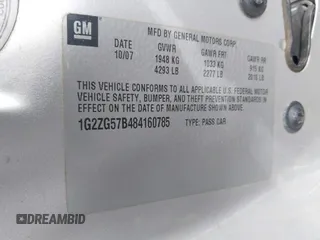 2008 Pontiac G6 with VIN 1G2ZG57B484160785, listed as a IAAI auction lot 41918692 with 219,013 mi miles. Bid and sale history available at carsss.com. Image 9.