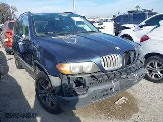 2005 BMW X5 4.4i with VIN 5UXFB53505LV12919, listed as a IAAI auction lot 41458512 with 128,518 mi miles. Bid and sale history available at carsss.com. Image 1.