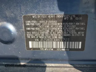 2010 Subaru Forester X Limited with VIN JF2SH6DCXAH777511, listed as a IAAI auction lot 42426355 with 50,146 mi miles and . Bid and sale history available at DreamBid. Image 9.