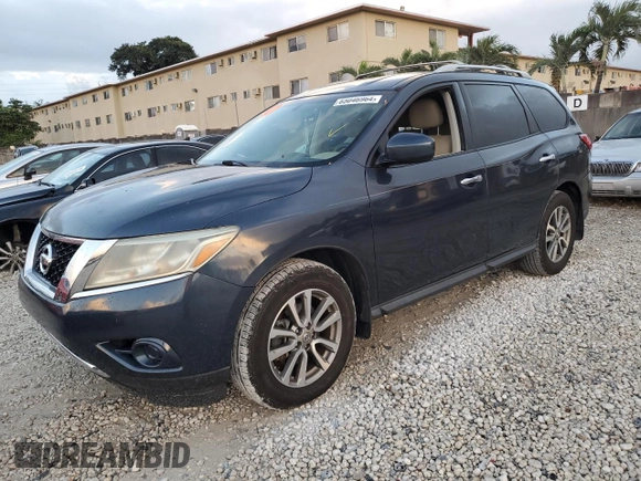 2016 Nissan Pathfinder Platinum with VIN 5N1AR2MNXGC606129, listed as a Copart auction lot 85046964 with 84,848 mi miles and Salvage Title. Bid and sale history available at carsss.com. Image 1.
