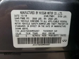 2019 Infiniti Q50 Luxe with VIN JN1EV7AR2KM554667, listed as a Copart auction lot 62788934 with 27,606 mi miles and Salvage Title. Bid and sale history available at carsss.com. Image 12.