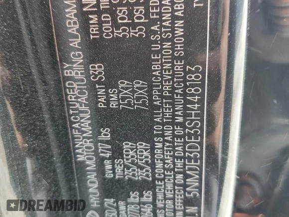 2025 Hyundai Tucson Limited with VIN 5NMJE3DE3SH448183, listed as a Copart auction lot 80440024 with 4,191 mi miles and Non Repairable. Bid and sale history available at carsss.com. Image 15.