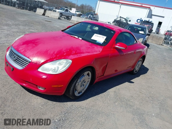 2002 Lexus SC 430 with VIN JTHFN48Y820003808, listed as a IAAI auction lot 41854770 with Not Provided miles and . Bid and sale history available at DreamBid. Image 2.