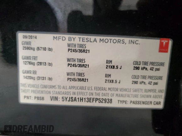 2014 Tesla Model S 60 z VIN 5YJSA1H13EFP52938, wystawiony jako Copart lot #56050055 z przebiegiem 125 376 mil mil oraz Czysty tytuł • Clean title. Historia ofert i sprzedaży dostępna na DreamBid. Obrazek 12.