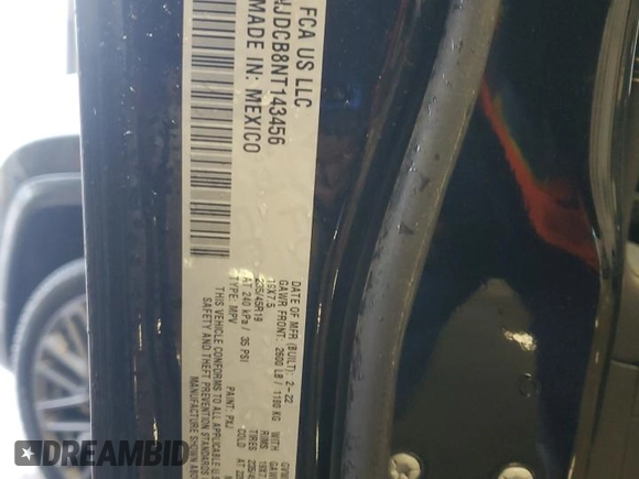 2022 Jeep Compass Limited с VIN 3C4NJDCB8NT143456, выставлен на аукционе Copart как лот 57437085 с пробегом 74 780 миль миль и Списание • Salvage title. История ставок и продаж доступна на DreamBid. Изображение 13.
