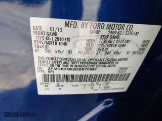 2013 Ford Edge SE with VIN 2FMDK3G92DBB70989, listed as a IAAI auction lot 41585462 with 1 mi miles. Bid and sale history available at carsss.com. Image 9.