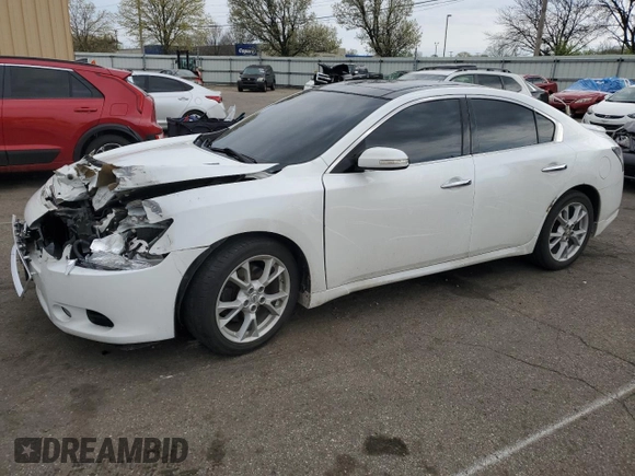 2014 Nissan Maxima SV with VIN 1N4AA5AP2EC498224, listed as a Copart auction lot 52501575 with 97,980 mi miles and Salvage Title. Bid and sale history available at DreamBid. Image 1.