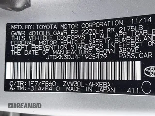 2015 Toyota Prius Four with VIN JTDKN3DU4F1905479, listed as a IAAI auction lot 41646946 with 162,969 mi miles. Bid and sale history available at carsss.com. Image 9.
