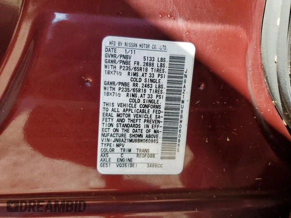 2011 Nissan Murano S with VIN JN8AZ1MU8BW060965, listed as a Copart auction lot 74340854 with 90,011 mi miles and Salvage Title. Bid and sale history available at carsss.com. Image 14.