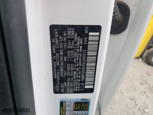 2022 Hyundai Palisade SEL with VIN KM8R3DHEXNU349913, listed as a Copart auction lot 86847684 with 65,153 mi miles and Salvage Title. Bid and sale history available at carsss.com. Image 13.