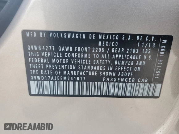 2014 Volkswagen Jetta Sedan SE with VIN 3VWD17AJ5EM241617, listed as a Copart auction lot 53378175 with 110,093 mi miles and Salvage Title. Bid and sale history available at carsss.com. Image 15.