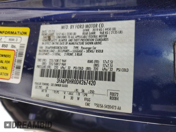 2013 Ford Fusion SE with VIN 3FA6P0HR0DR267420, listed as a Copart auction lot 44767315 with 115,421 mi miles and Salvage Title. Bid and sale history available at carsss.com. Image 12.
