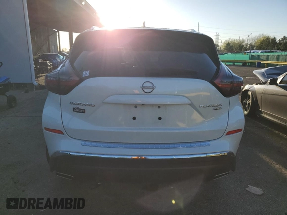 2024 Nissan Murano Platinum z VIN 5N1AZ2DS2RC114297, wystawiony jako Copart lot #53164445 z przebiegiem 8 150 mil mil oraz Szkoda całkowita • Salvage title. Historia ofert i sprzedaży dostępna na DreamBid. Obrazek 6.
