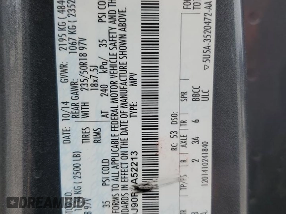 2015 Ford Escape Titanium with VIN 1FMCU9J90FUA52213, listed as a Copart auction lot 50302455 with 170,268 mi miles and Salvage Title. Bid and sale history available at carsss.com. Image 15.