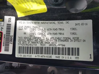 2016 Toyota Tacoma SR5 z VIN 5TFAZ5CN6GX012718, wystawiony jako IAAI lot #42408153 z przebiegiem 136 571 mil mil oraz . Historia ofert i sprzedaży dostępna na DreamBid. Obrazek 9.