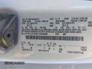 2015 Ford Escape Titanium with VIN 1FMCU0J94FUA69088, listed as a IAAI auction lot 41810406 with 167,749 mi miles. Bid and sale history available at carsss.com. Image 9.