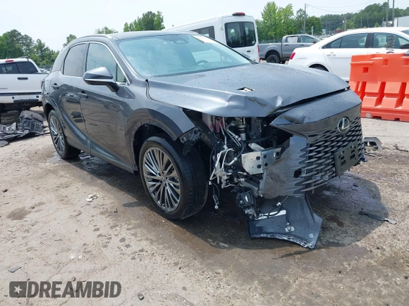 2024 Lexus RX 450h+ Luxury z VIN JTJCJMGA3R2017955, wystawiony jako IAAI lot #42395578 z przebiegiem 6 297 mil mil oraz . Historia ofert i sprzedaży dostępna na DreamBid. Obrazek 1.